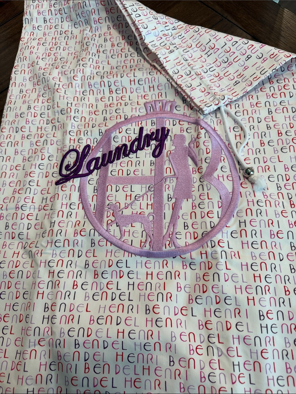 Henri Bendel NWOT Repeated Logo Pink and Purple Laundry Tote
